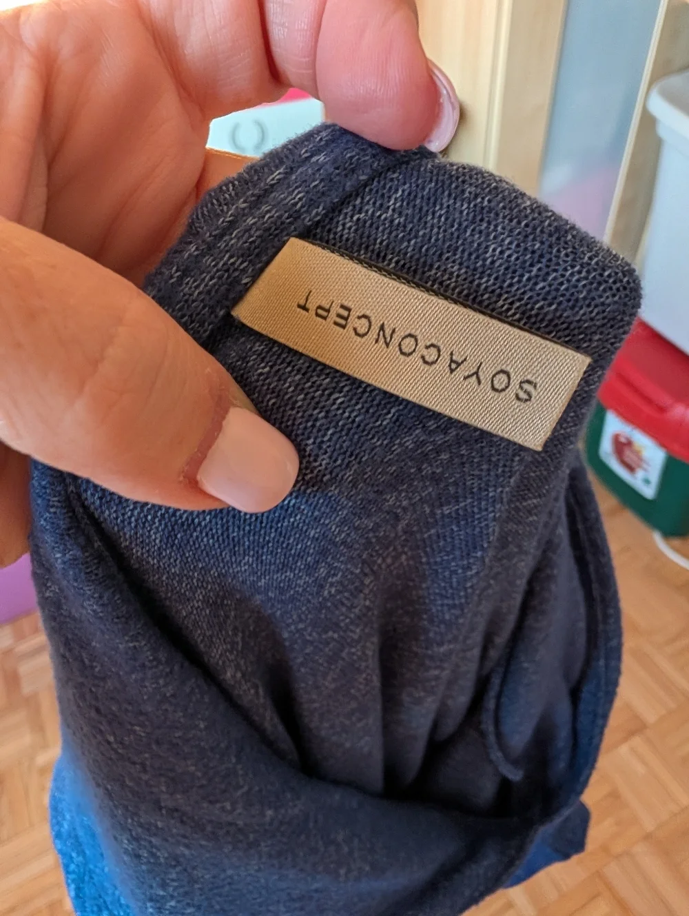 Women’s Blue Lightweight Hooded Pullover Sweatshirt - Picture 3 of 4